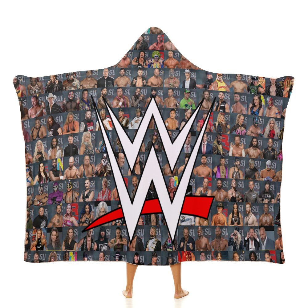 WWE Hooded Blanket Poncho, Wearable Hooded Blanket Cozy Soft Warm Plush Fleece Blanket for Adult Women Men